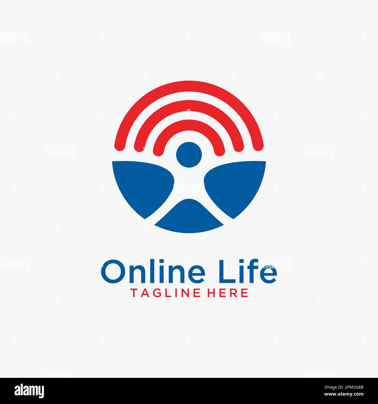 Menschen- und Signalelement für das Logo des Online-Lebens Stock Vektor