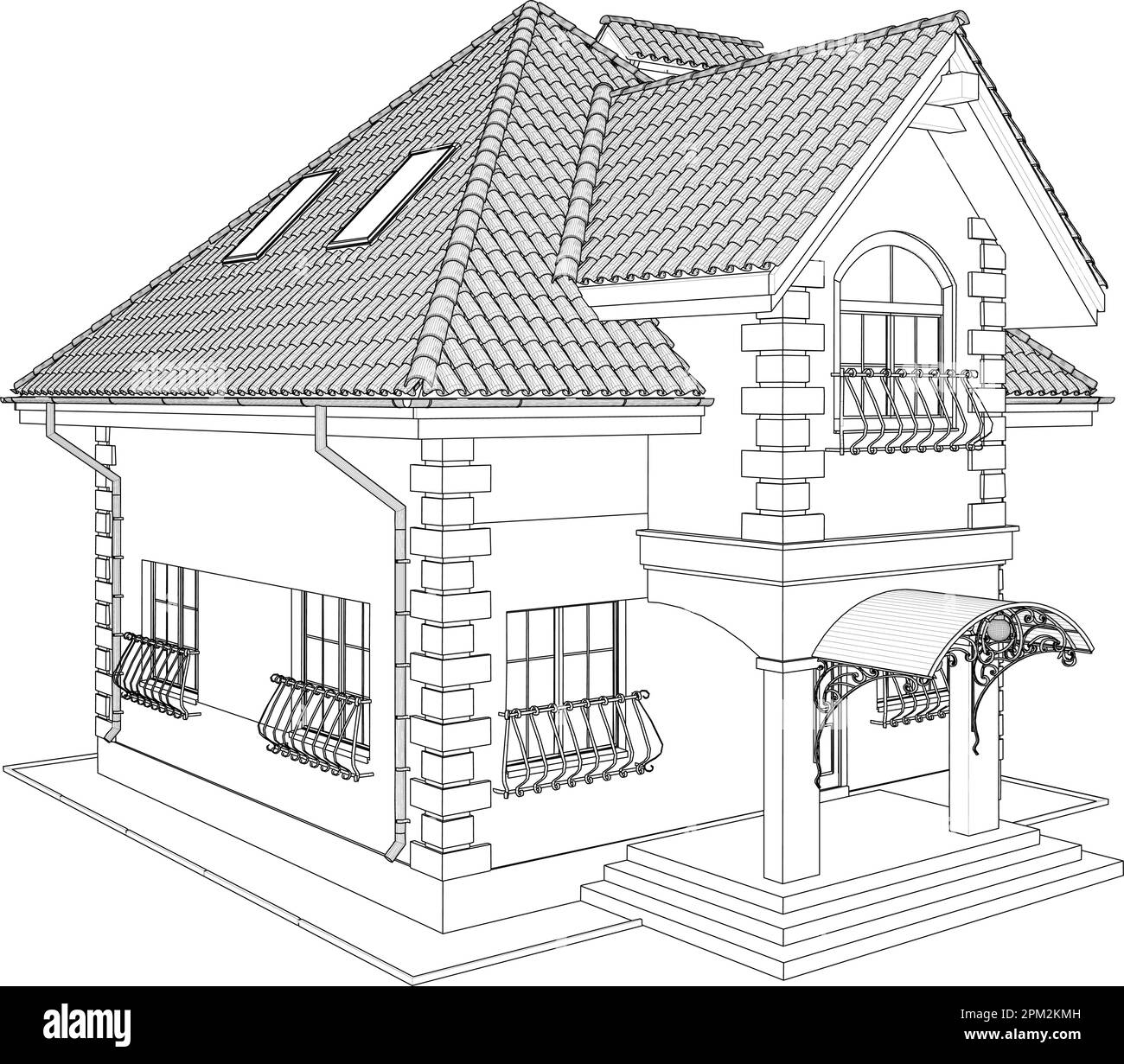 Vector Für Wohnfamilienhaus. Abbildung Isoliert Auf Weißem Hintergrund. Eine Vektordarstellung eines Familienhauses. Stock Vektor