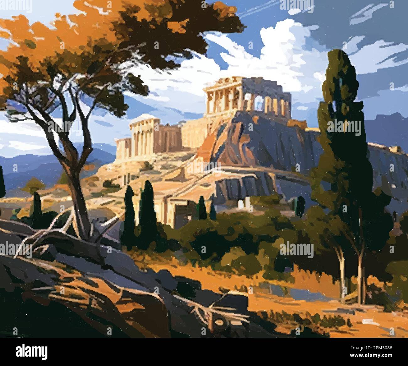 Aquarell Akropolis von Athen Vektordarstellung Stock Vektor