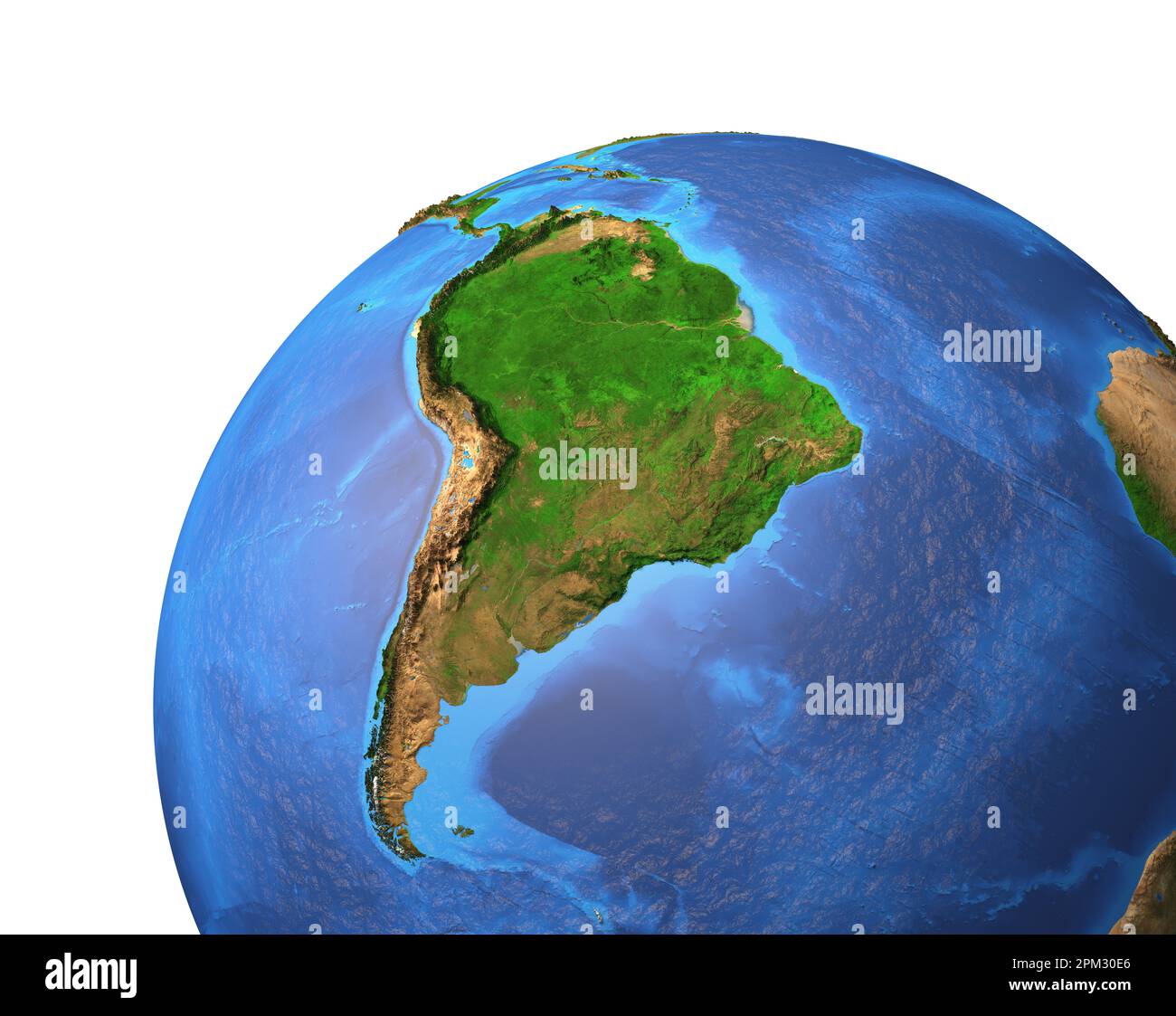 Hochauflösende Satellitenansicht des Planeten Erde mit Fokus auf Südamerika, Brasilien und Amazonas Rainforest – Elemente, die von der NASA bereitgestellt werden Stockfoto