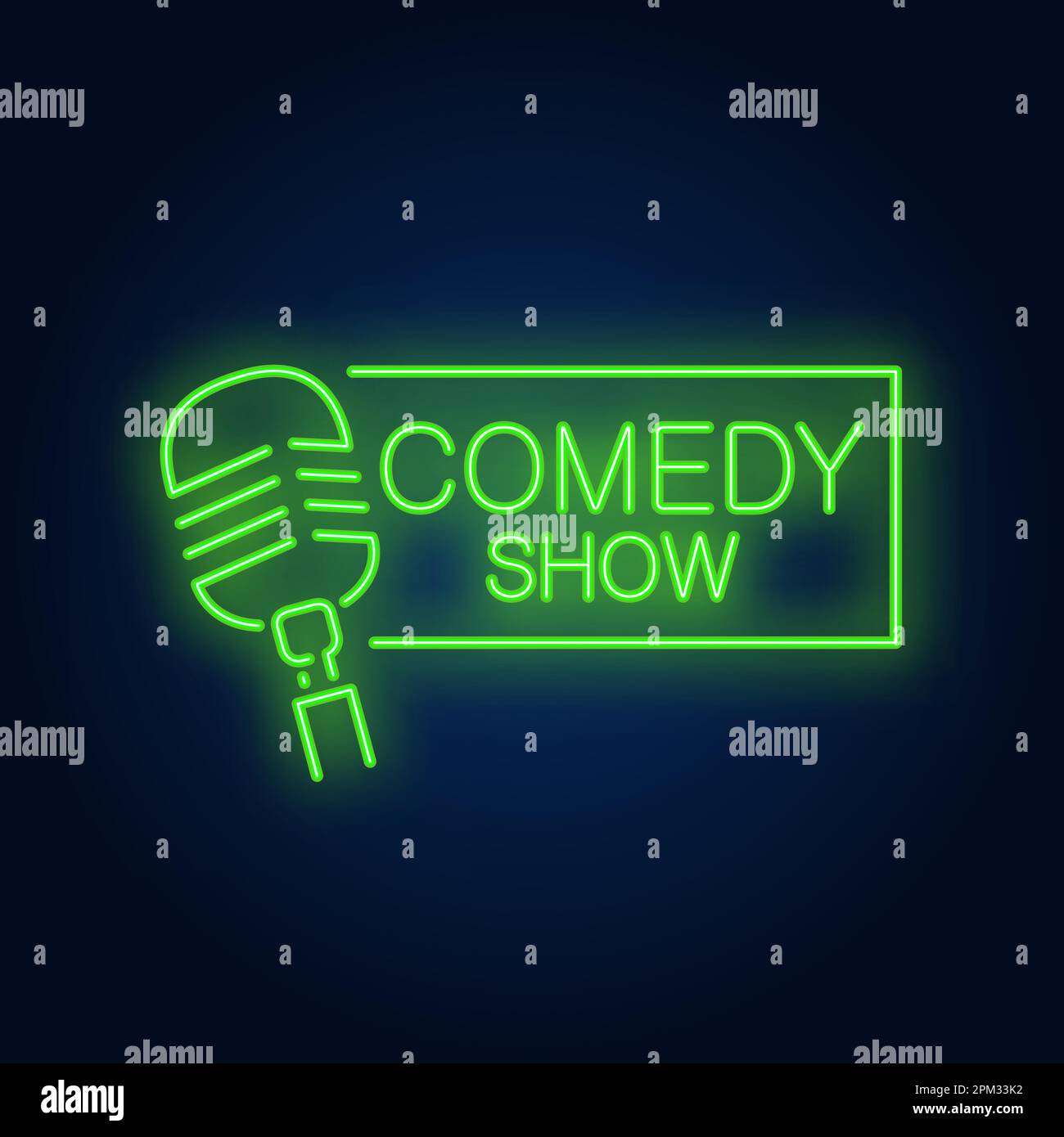 Comedy Show Neon Sign mit Mikrofon Stock Vektor