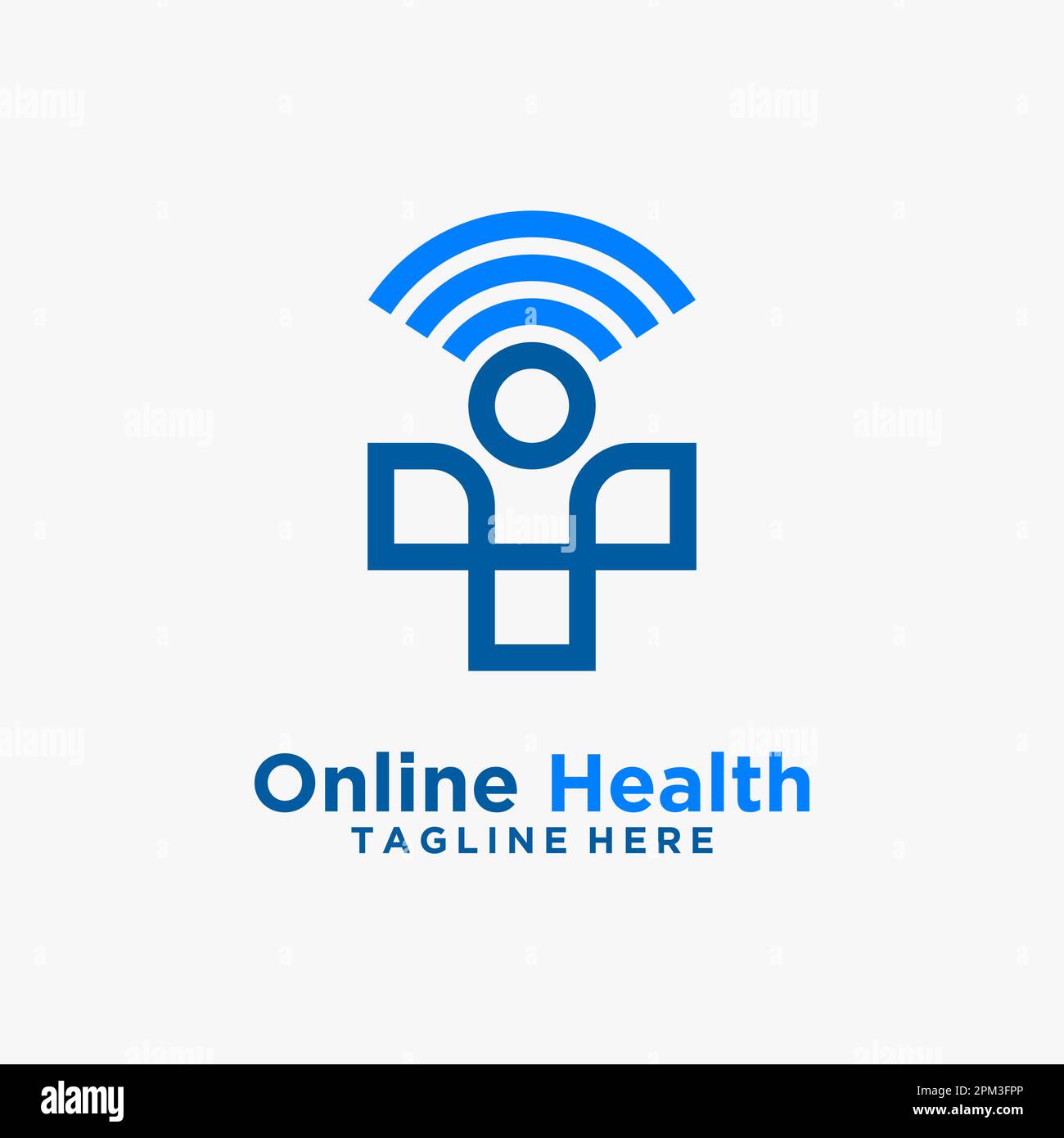 Medizinische und WiFi-Signalelemente für das Logo im Online-Gesundheitswesen Stock Vektor