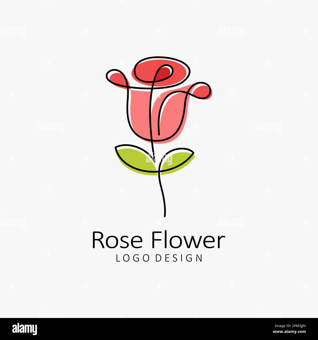 Design mit Rosenblumen und Kunstlogo Stock Vektor