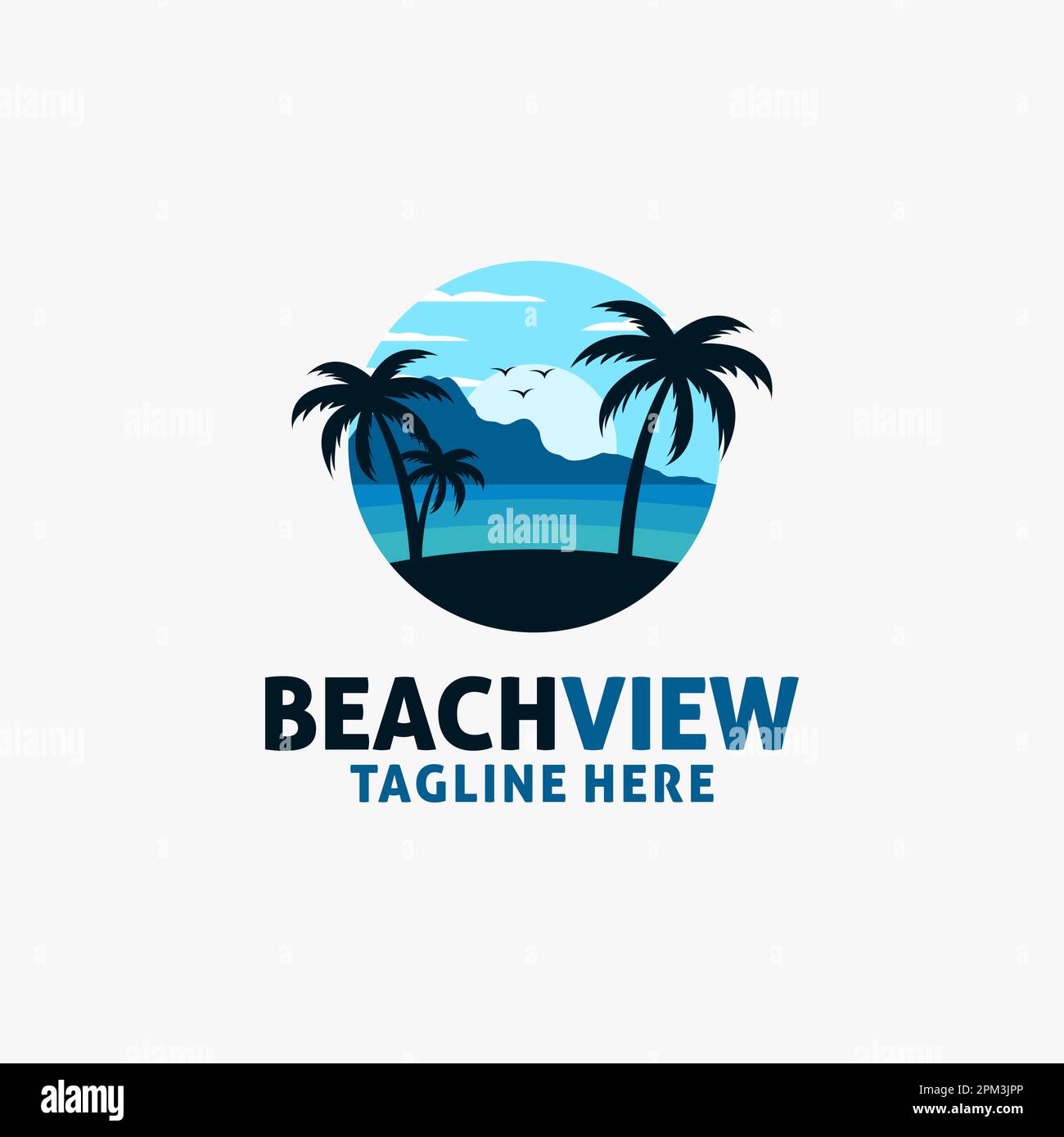 Logo-Design mit Strandblick Stock Vektor