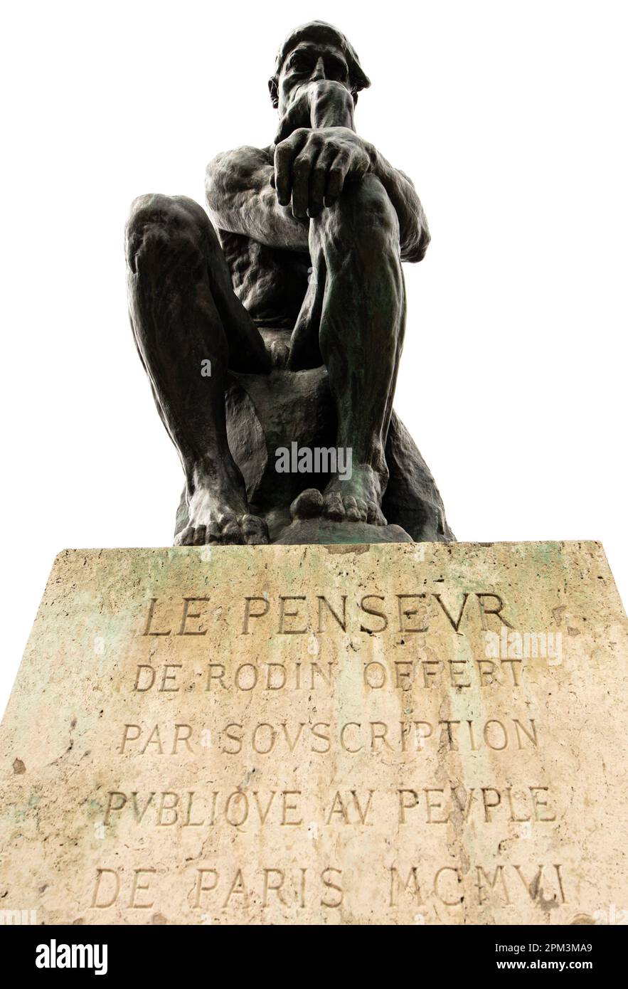 Le Penseur oder The Thinker, Bronzeskulptur von Auguste Rodin, die 1904 erstmals im Garten des Musée Rodin in Paris gegossen wurde Stockfoto