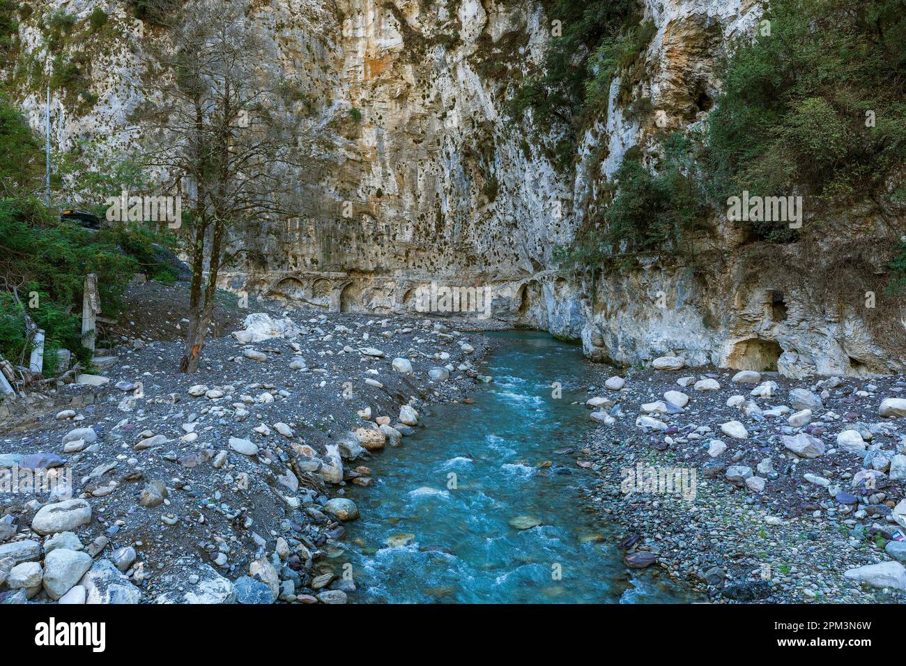 Frankreich, Alpes Maritimes, Roya-Tal, Fontan, Roya-Fluss, Schäden nach dem Hochwasser im Oktober 2020 Stockfoto