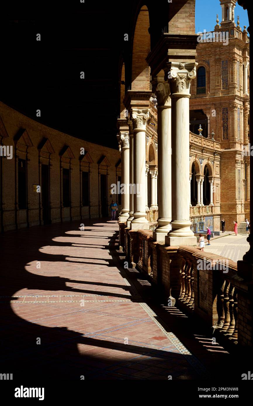 Plaza De Espana Sevilla Andalusien Spanien Stockfoto