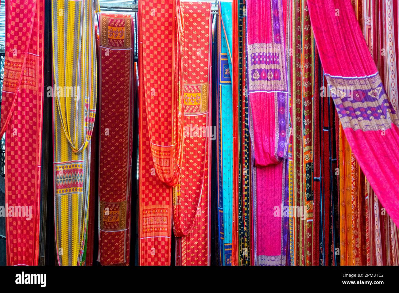 Indien, Rajasthan, Pali, erste Stadt in Indien zum Färben, Trocknen und Falten von Saris Stockfoto