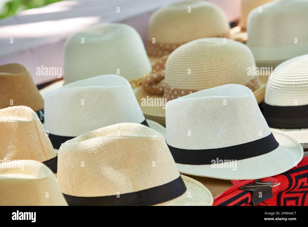 Nahaufnahme der panama-Hüte Stockfoto