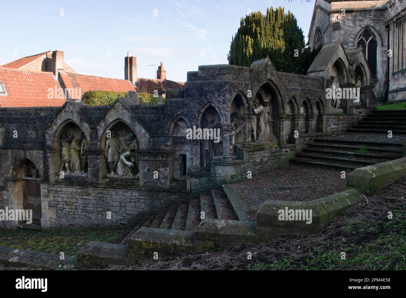 Darstellung der Straße nach Calvary, St. John's Church, Frome, Somerset, England Stockfoto