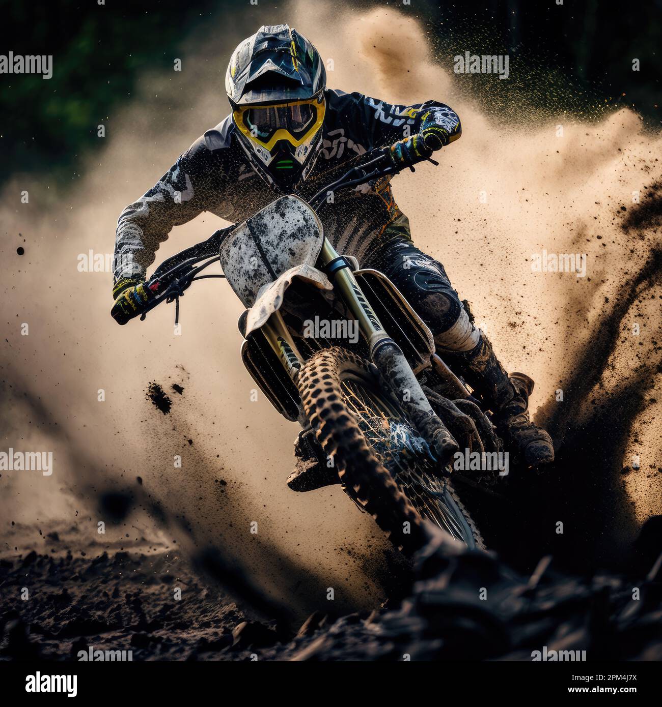 motocross-Sprung im Hintergrund Stockfoto