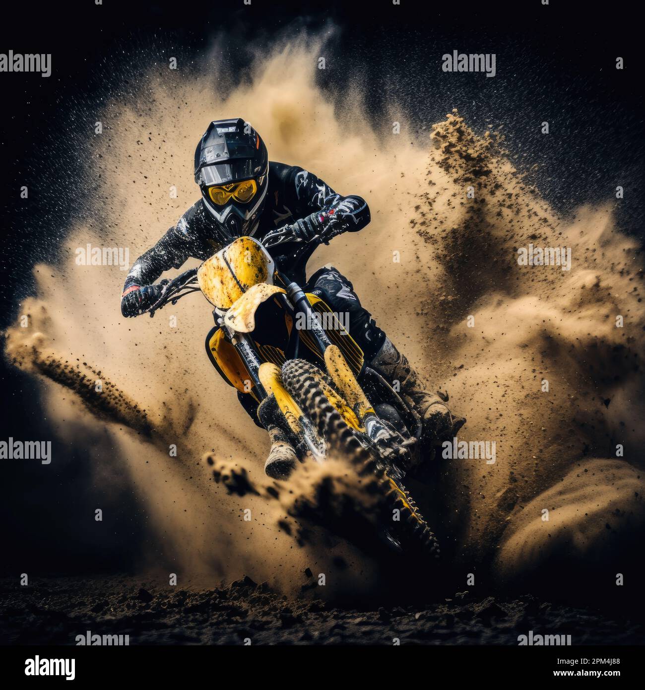 motocross-Sprung im Hintergrund Stockfoto