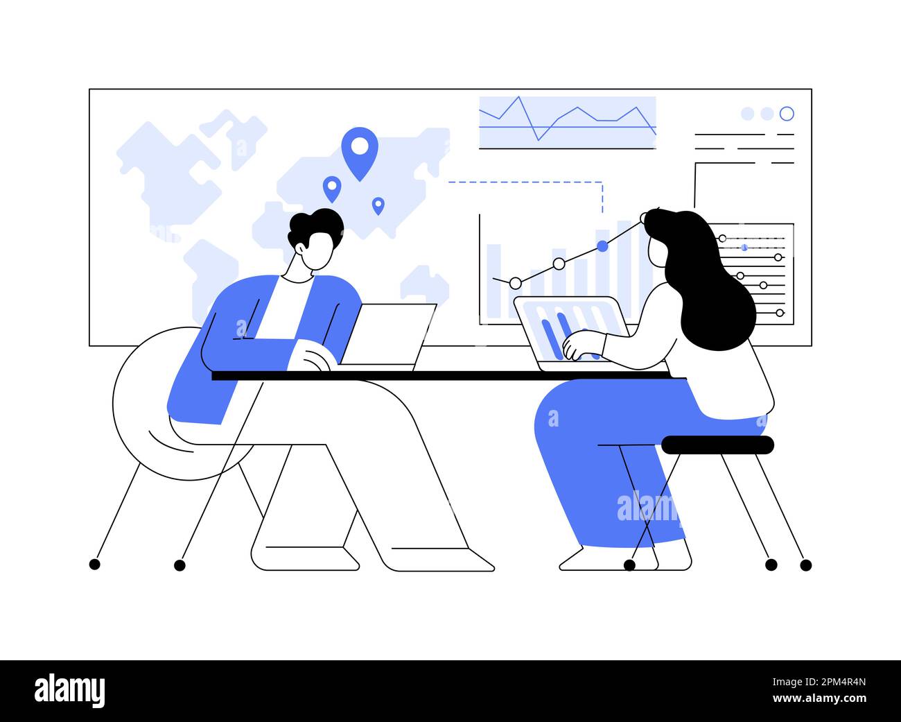 Klimadaten teilen und verwenden abstrakte Konzept Vektor Illustration. Stock Vektor