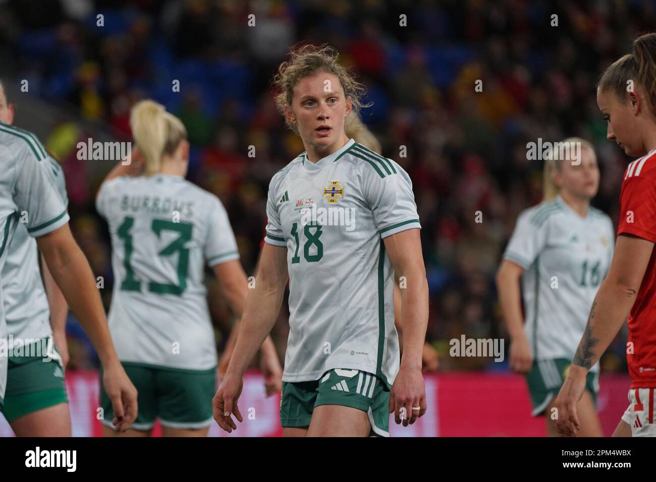 Caragh Hamilton aus Nordirland. Wales 4/1 Nordirland. Cardiff City Stadium, 6. April 2023 Stockfoto