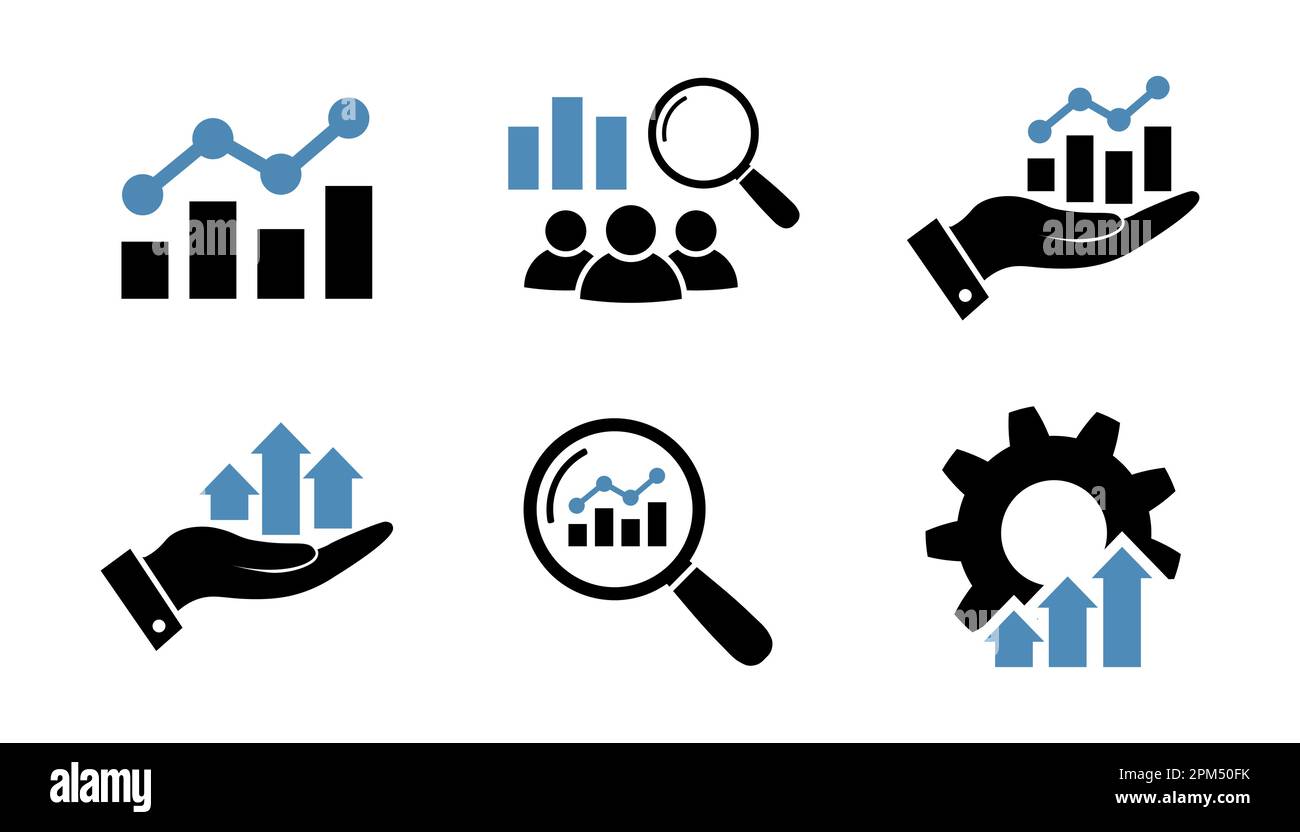 Symbol für Geschäftsanalyse. Symbol für Marketingforschung Stock Vektor