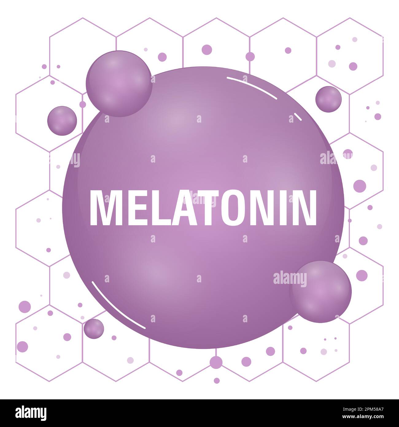 Melatonin-Hormonmolekül. Spielt eine Rolle bei der Synchronisierung des zirkadianen Rhythmus. Vektordarstellung Stock Vektor