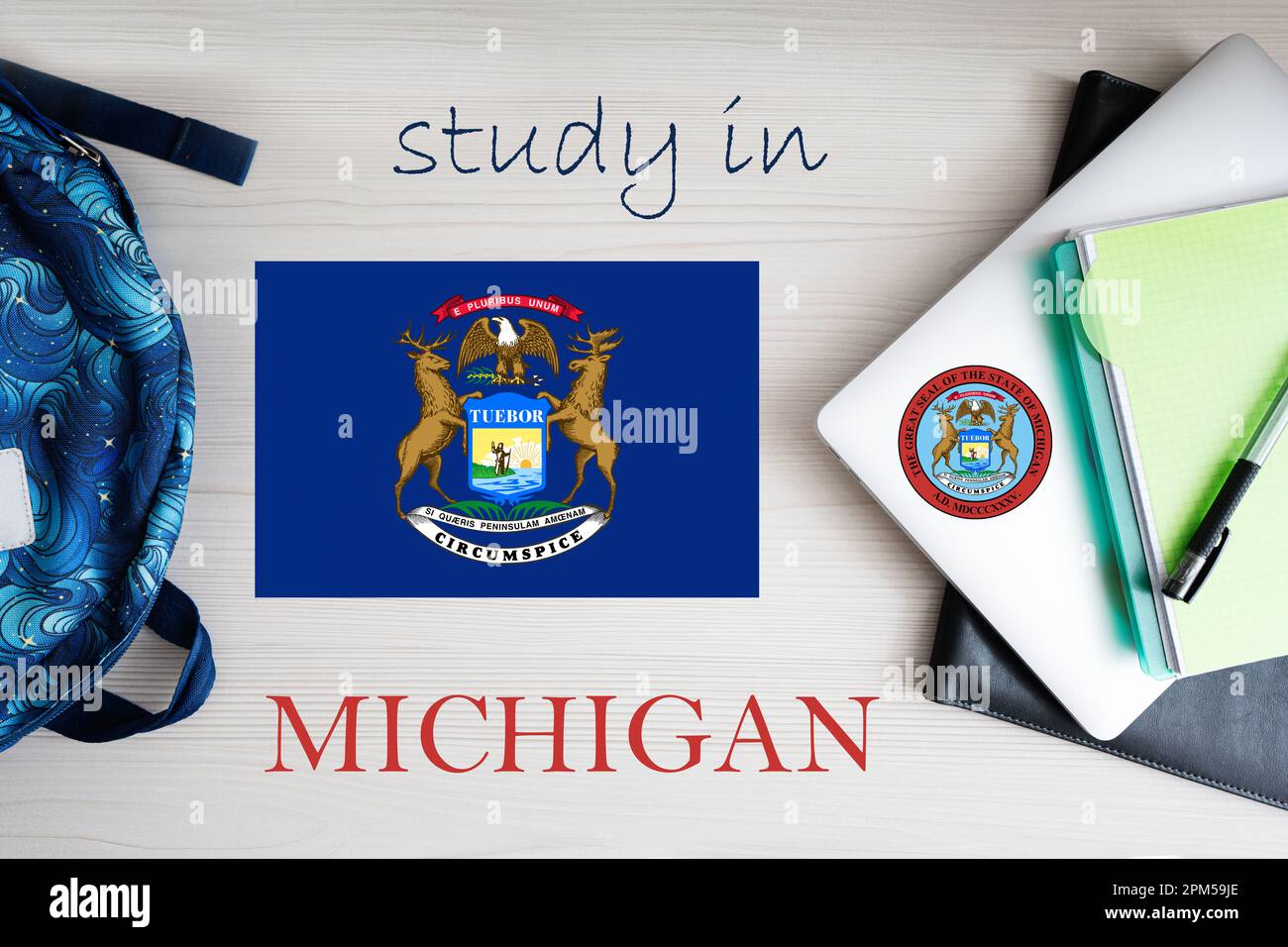 Studieren in Michigan. Bundesstaat USA. US-Bildungskonzept. Lernen Sie das amerikanische Konzept. Stockfoto