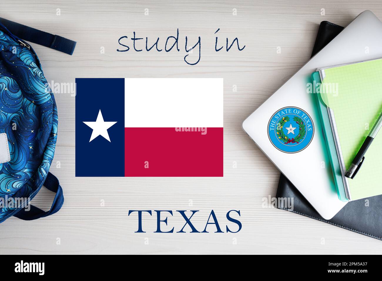 Studieren in Texas. Bundesstaat USA. US-Bildungskonzept. Lernen Sie das amerikanische Konzept. Stockfoto