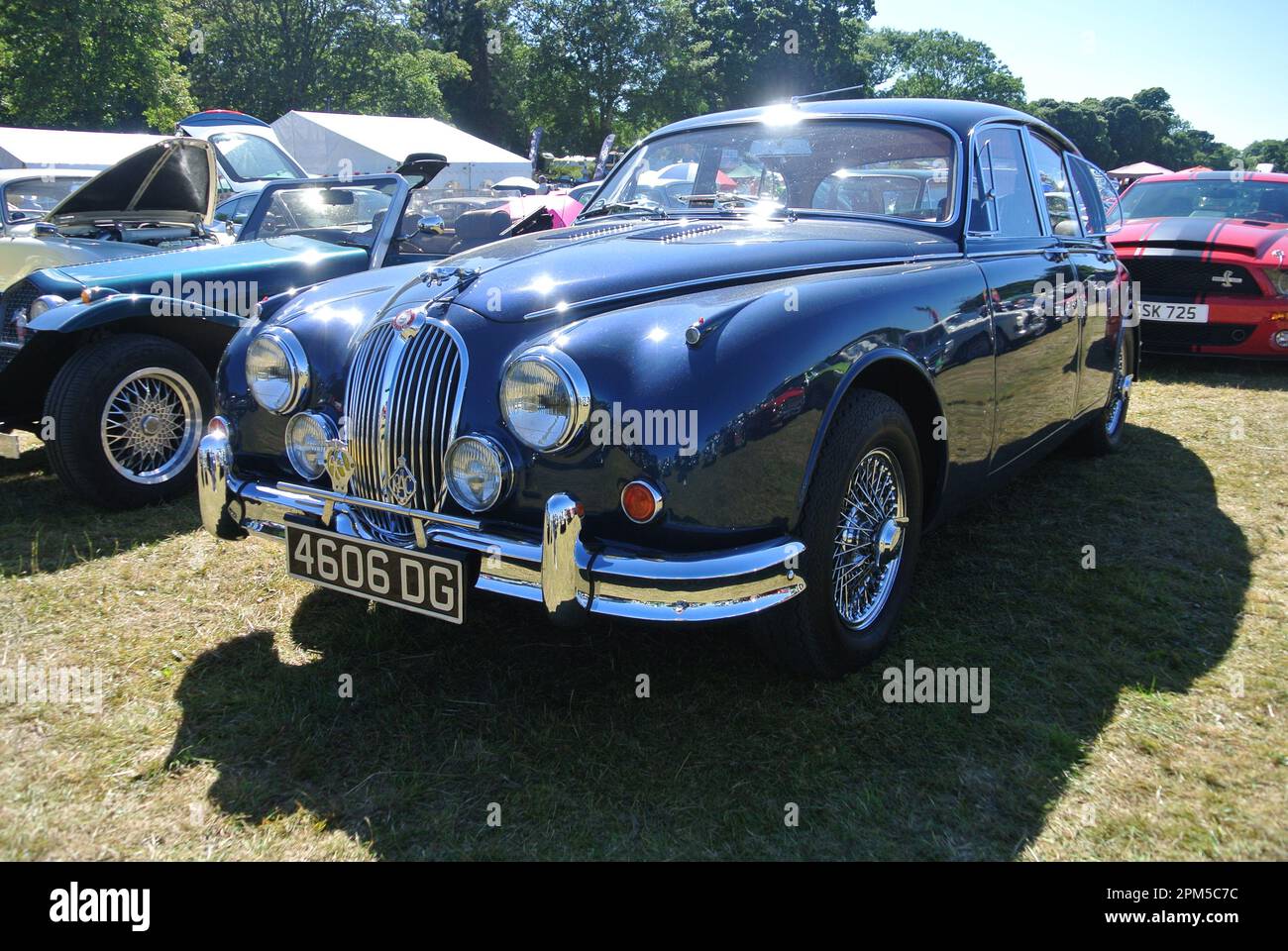 Ein Jaguar Mk2 3,8 aus dem Jahr 1961 wurde bei der 47. Historic Vehicle Gathering in Powderham, Devon, England, ausgestellt. Stockfoto