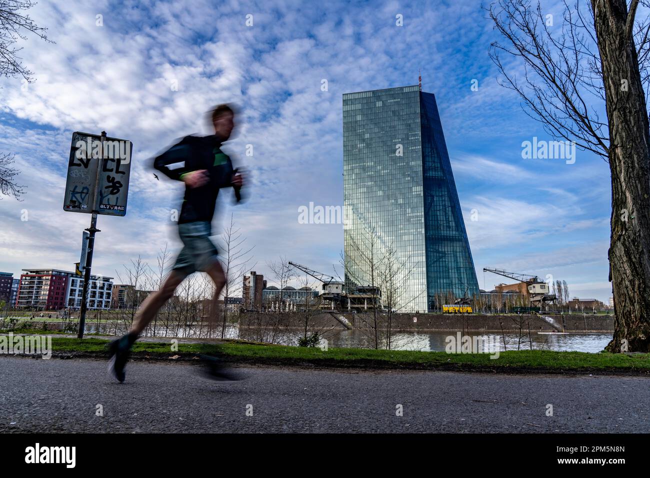Gebäude der Europäischen Zentralbank, EZB, Uferweg am Main in Frankfurt, Hessen, Deutschland, Stockfoto