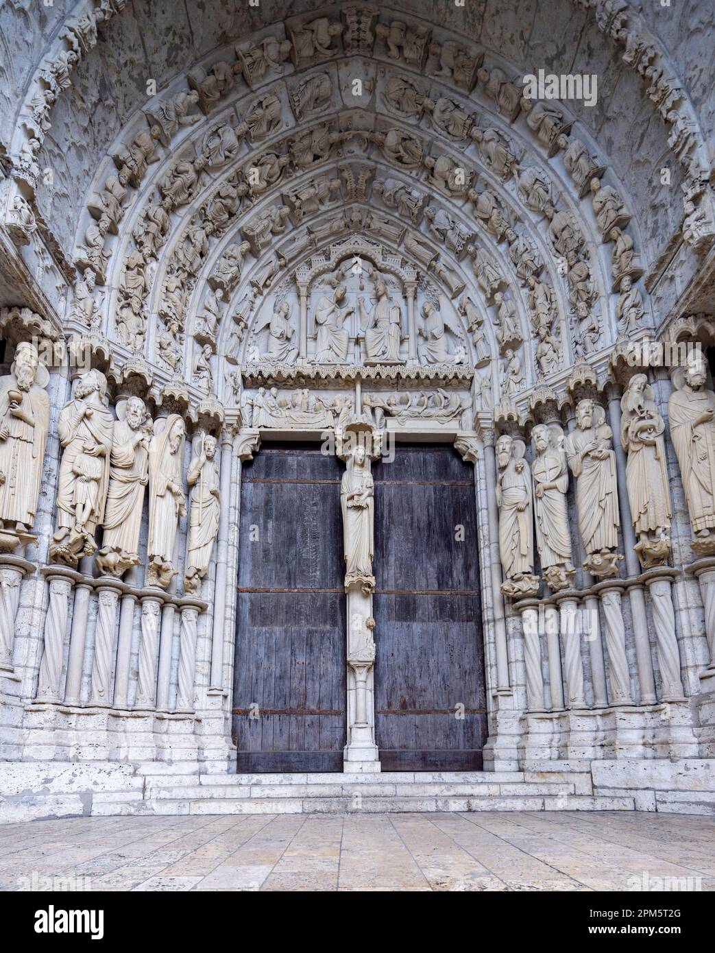 Zentraler Eingang, nördliches Quer-Portal, Chartres Kathedrale, Frankreich Stockfoto