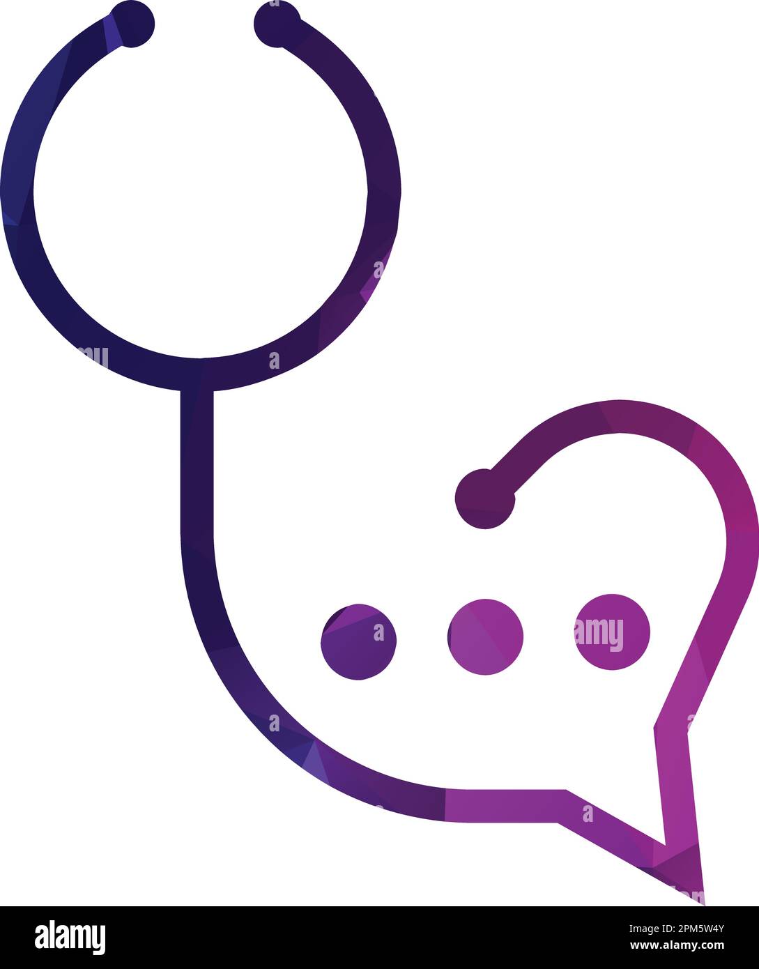 Design-Vorlage für Health Consult-Logo. Stethoskop auf Bubble-Chat-Symbol isoliert Stock Vektor