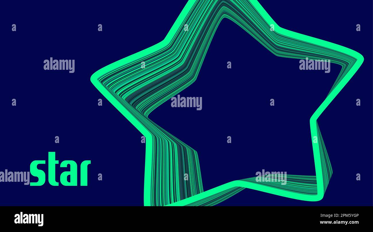 Karte mit abstraktem, abgerundetem grünen Stern auf dunkelblauem Hintergrund. Einfache grafische Vektorvorlage Stock Vektor