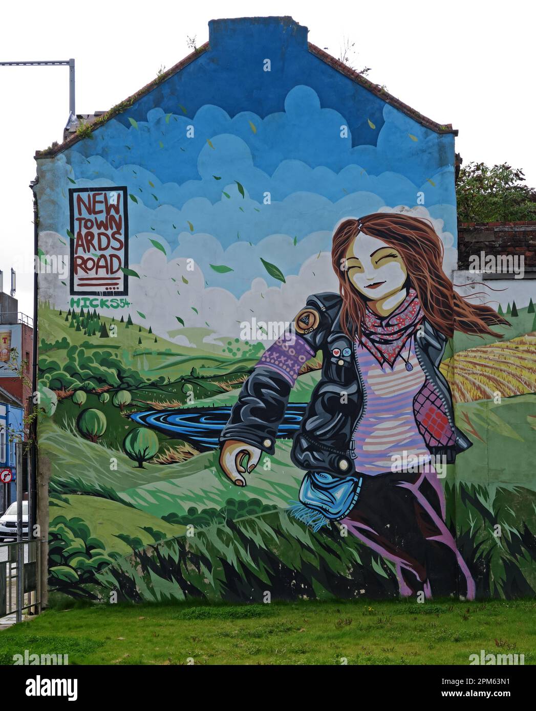 Newtownards Road, Country Girl Wandbild, protestantische/unionistische Sektion der 919 Upper Newtownards Rd, Dundonald, Belfast, NI, UK, BT16 1RQ Stockfoto