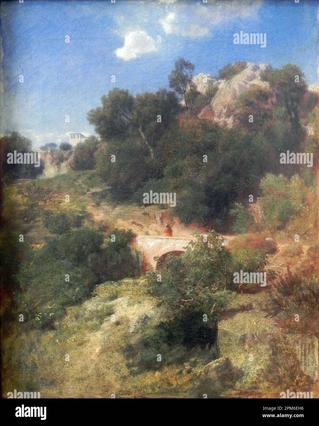 Italienische Landschaft, 1858 vom Schweizer Symbolmaler Arnold Böcklin aus dem 19. Jahrhundert gemalt Stockfoto