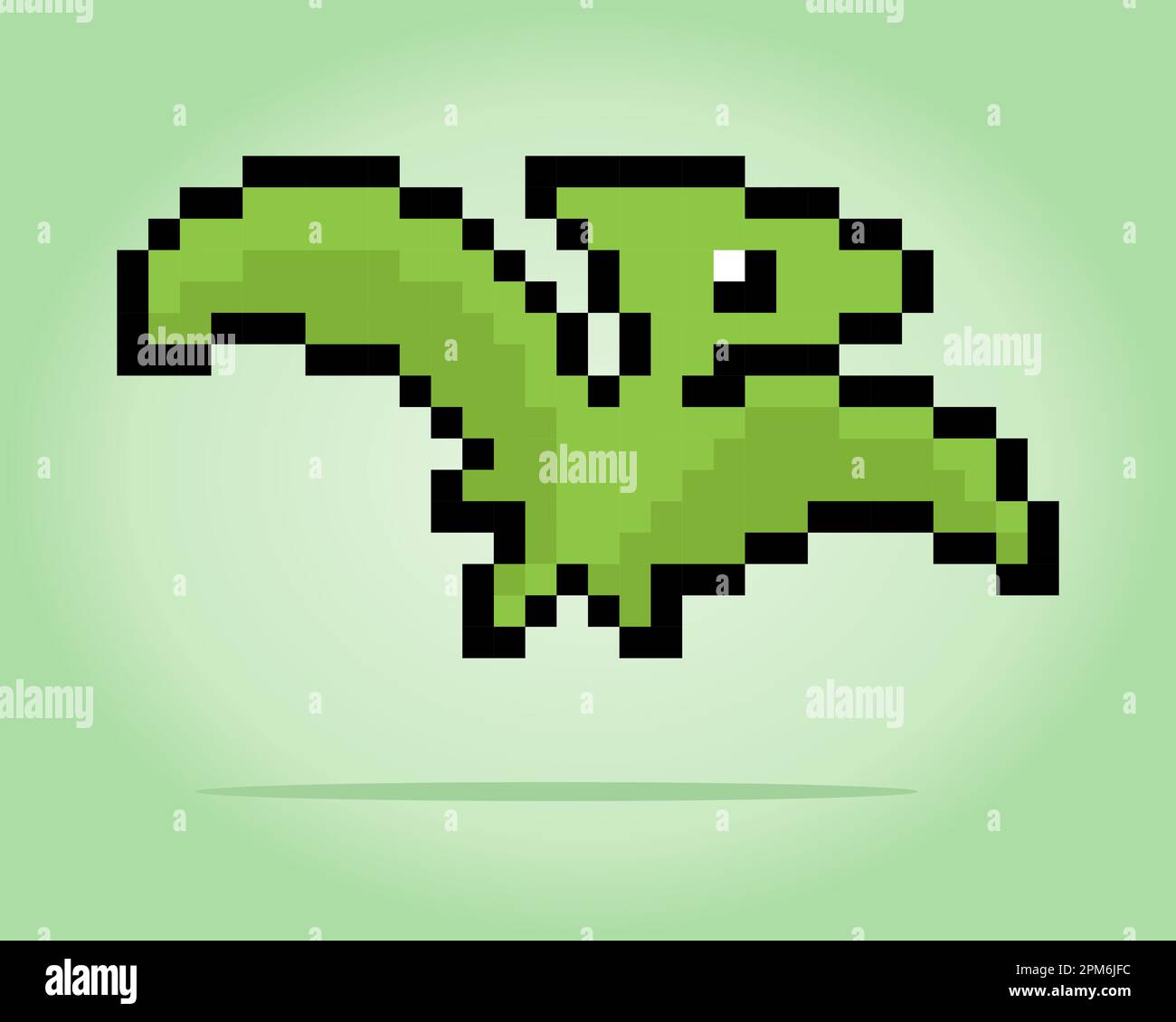 8 Bit Pixel fliegender Dinosaurier. Tiere in Vektordarstellungen für Kreuzstich-Muster. Stock Vektor