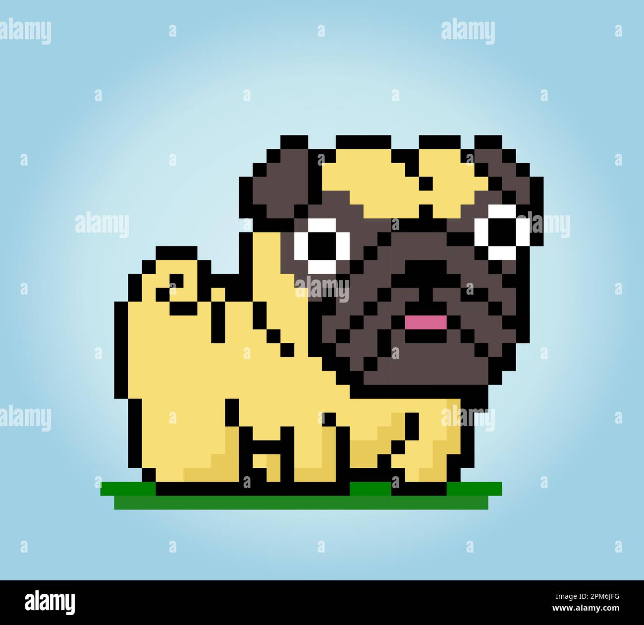 8 Bit Pixel Boxer Dog. Tier für Asset-Spiele in Vektorbildern. Muster für Kreuzheftung. Stock Vektor