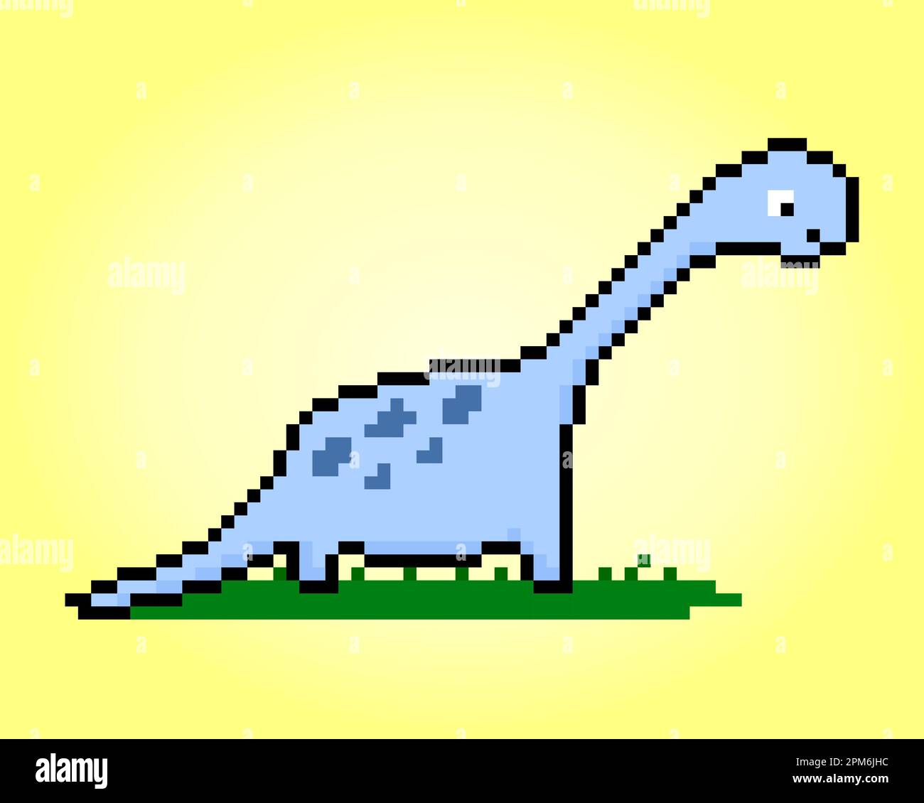 8-Bit-Dinosaurier-Pixel. Tiere in Vektordarstellungen für Kreuzstich-Muster. Stock Vektor