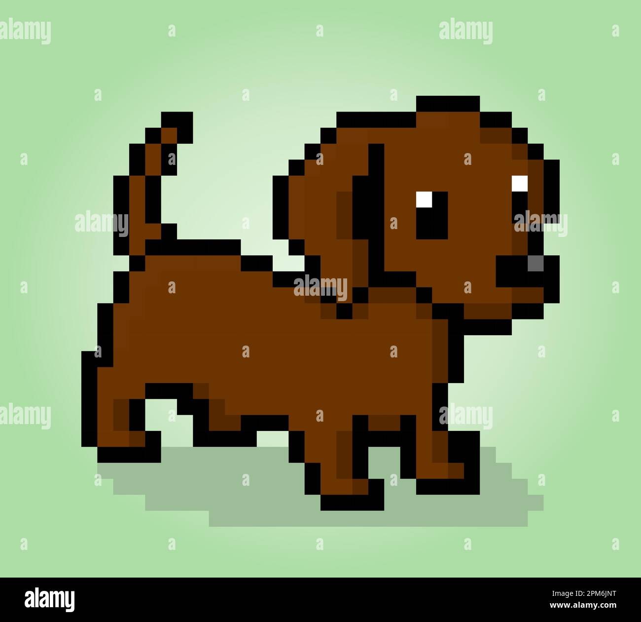 8 Bit Pixel deutscher Pinscher Welpe. Tiere für Asset-Spiele in Vektorbildern. Muster für Kreuzheftung. Stock Vektor