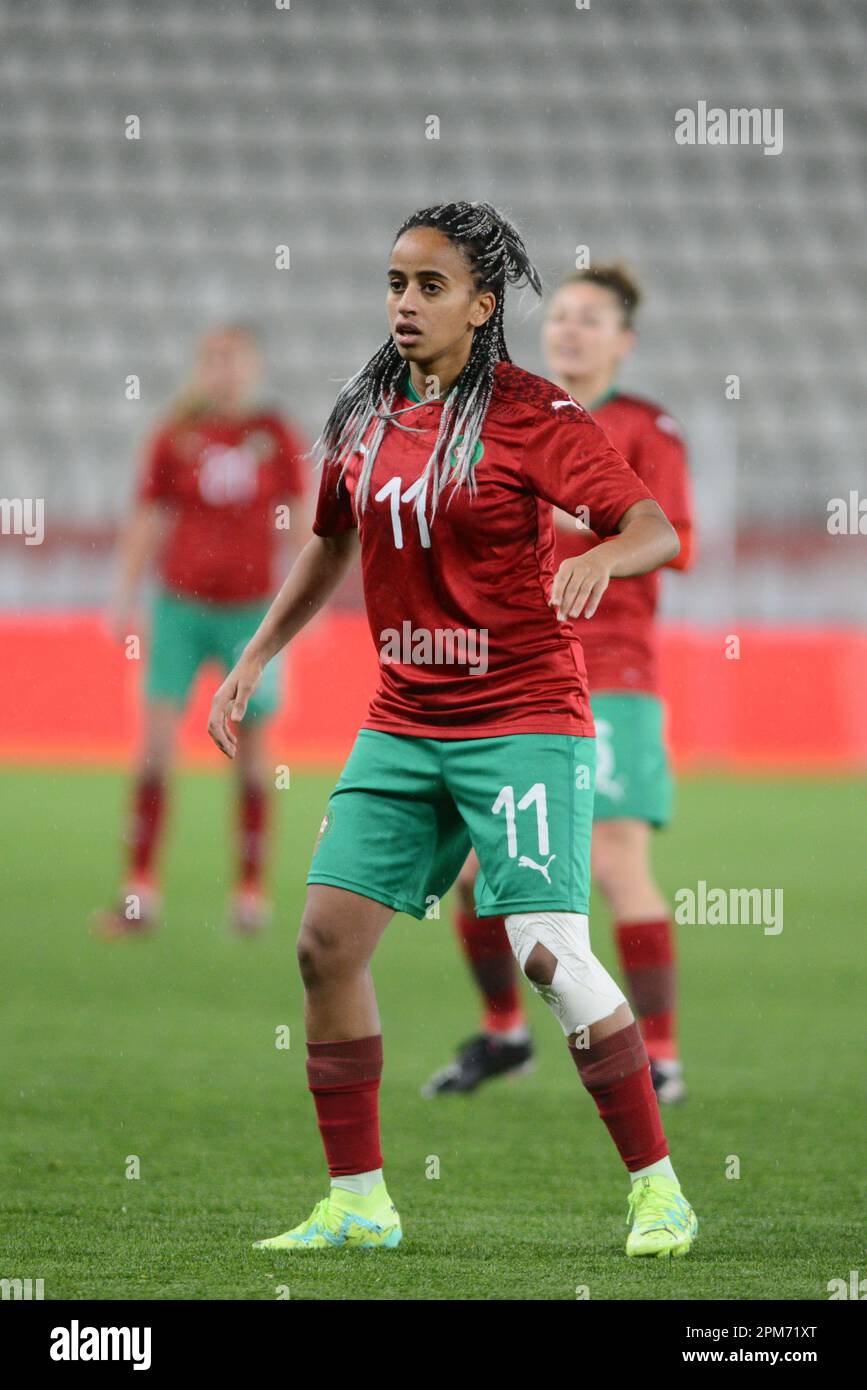 Fatima Zahra Tagnaout während des internationalen Fußballspiels der freundlichen Frauen Rumänien gegen Marocco , 12.04.2023 , Bukarest , Cristi Stavri Stockfoto