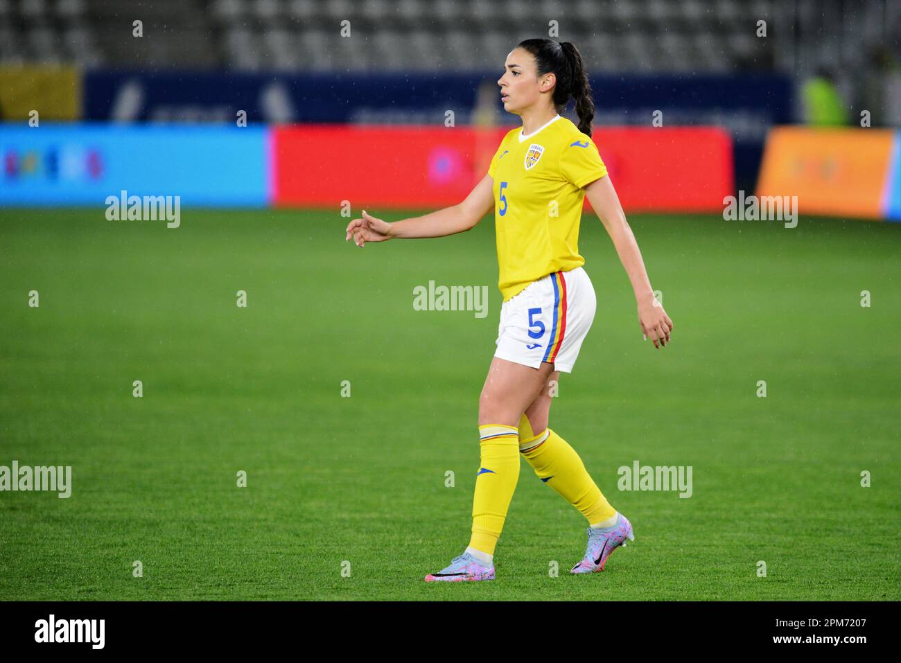 Teodora Meluta #5 während des Freundlichen Frauen Fußballspiels Rumänien gegen Marocco 12.04.2023, Stadium Arcul de Triumf , Bukarest , Cristi Stavri Stockfoto