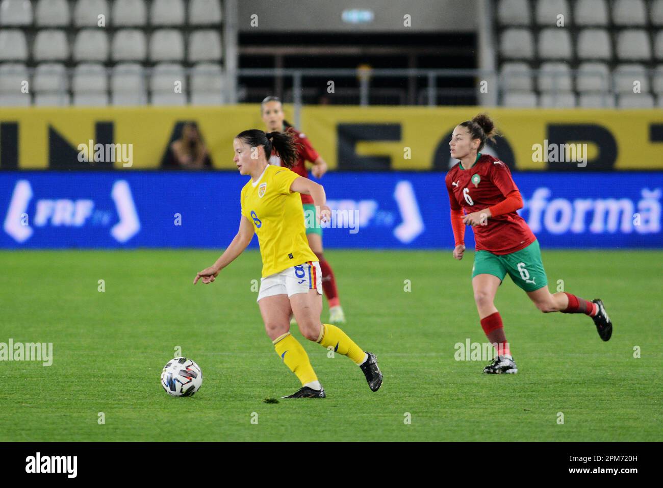 Ștefania Vătafu #8 während des Friendly Womens Fußballspiels Rumänien gegen Marocco 12.04.2023, Stadium Arcul de Triumf , Bukarest , Cristi Stavri Stockfoto