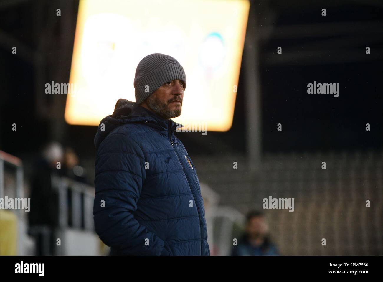 Cristian Dulca Trainer von Rumänien Frauen-Fußballmannschaft während des freundlichen Fußballspiels Rumänien gegen Marocco 12.04.2023, Stadion Arcul de Triumf, Bukarest Stockfoto