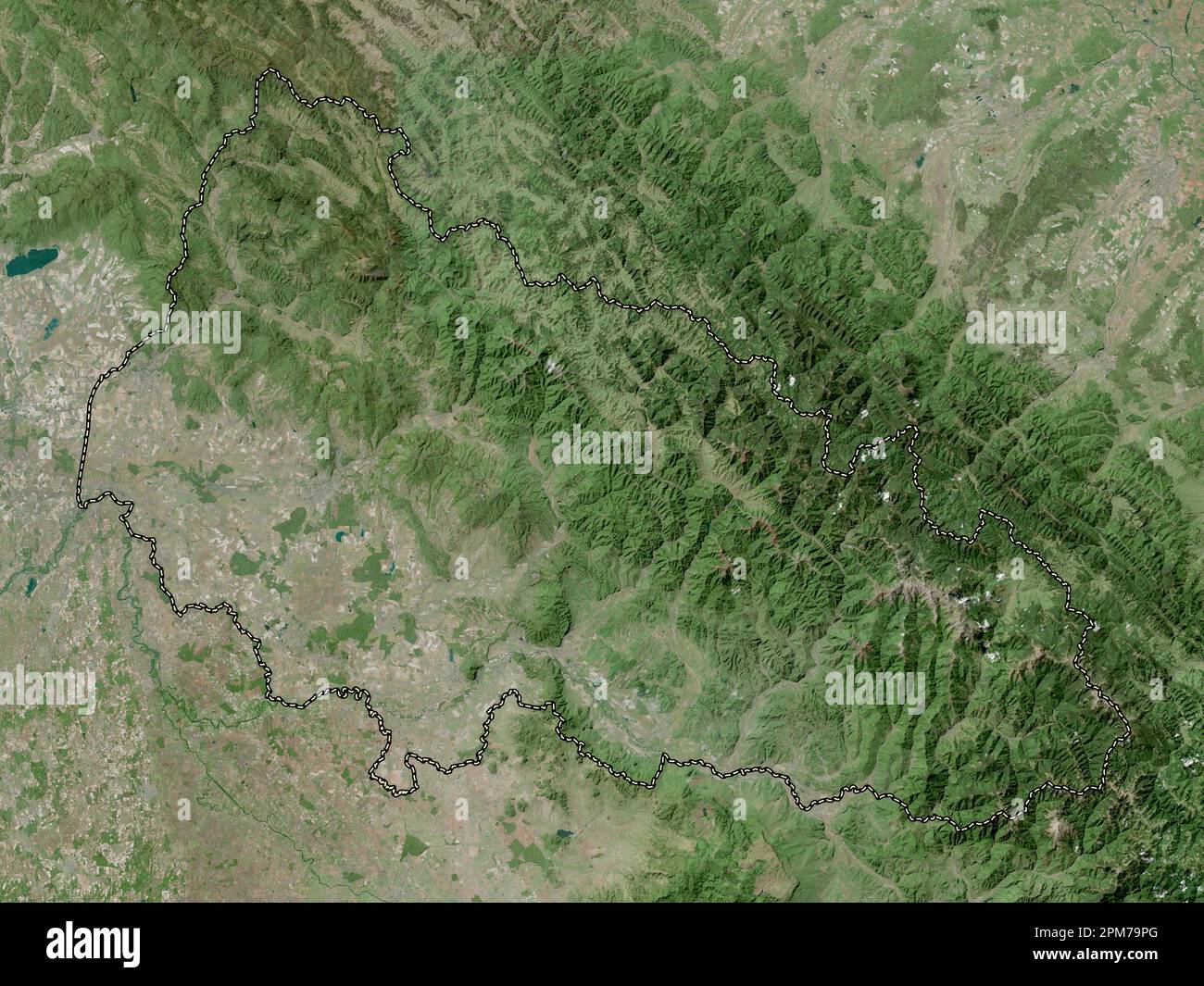 Transkarpathien, Region der Ukraine. Hochauflösende Satellitenkarte Stockfoto