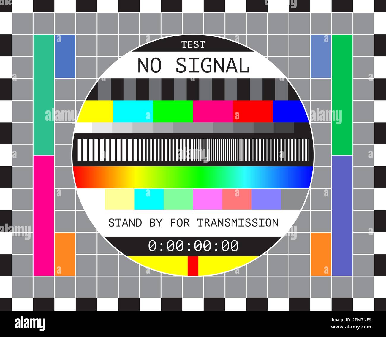 TV-Signal Testbild, Vektorfernsehen und Übertragung. Retro-Testkarte für  Fernsehprogramm und Videosignalübertragungsqualität. Geometrisch  Stock-Vektorgrafik - Alamy