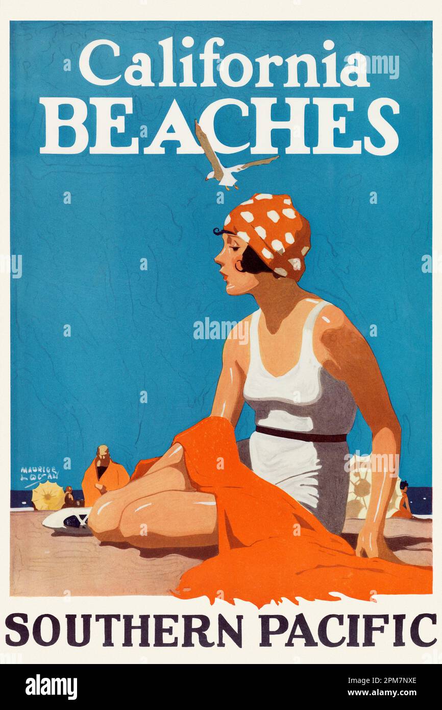 Strände In Kalifornien. Southern Pacific von Maurice Logan (1886-1977). Poster wurde 1923 in den USA veröffentlicht. Stockfoto