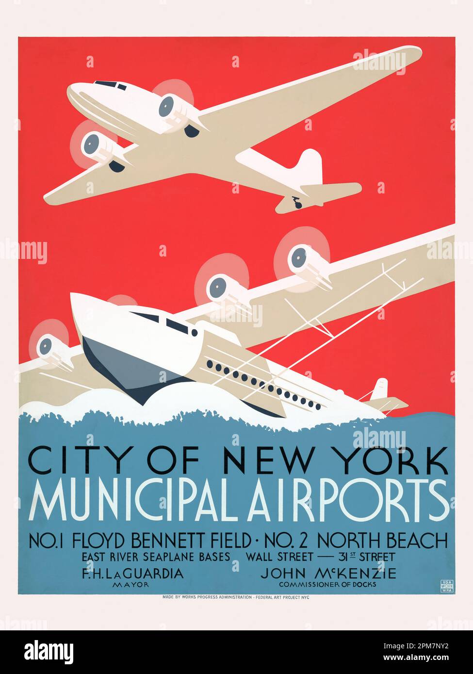 Städtische Flughäfen der Stadt New York von Harry Herzog (Datum unbekannt). Poster wurde 1937 in den USA veröffentlicht. Stockfoto