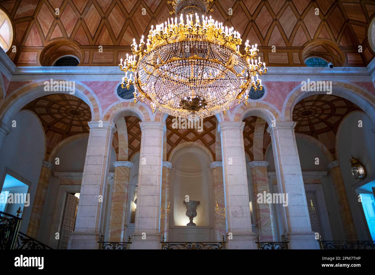 Eingangsportal des Königspalastes Aranjuez, UNESCO-Weltkulturerbe, Provinz Madrid, Spanien, Europa. Der königliche Palast von Aranjuez ist einer von t Stockfoto