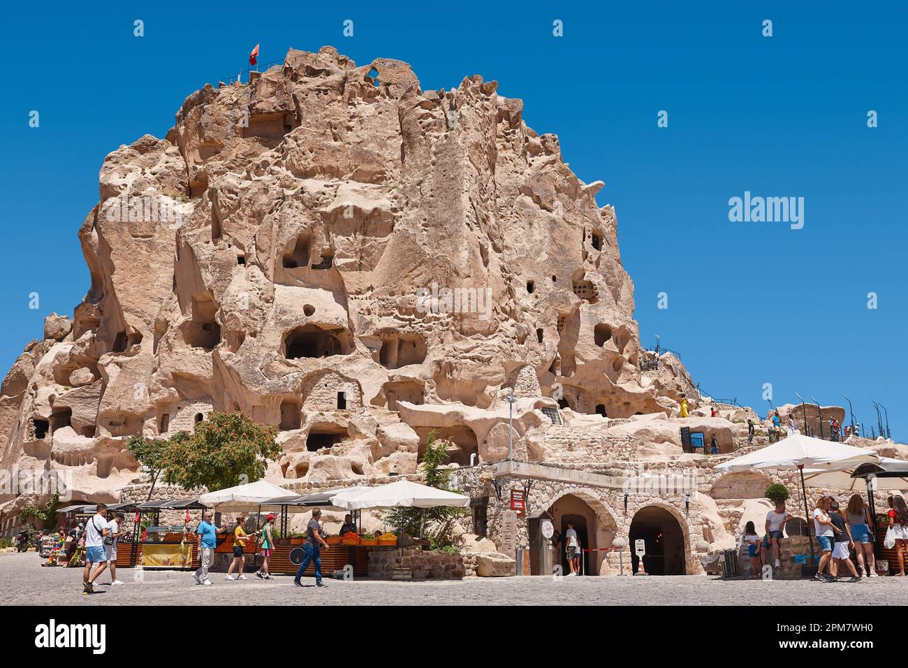 Die Burg Usichar ist in Fels gehauen. Kappadokien Wahrzeichen in der Türkei Stockfoto