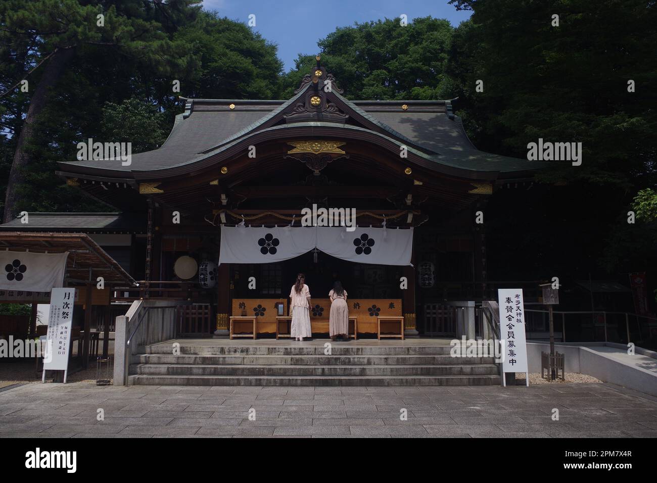 Beten am Fudaten-Schrein in Chofu, Tokio, Japan Stockfoto