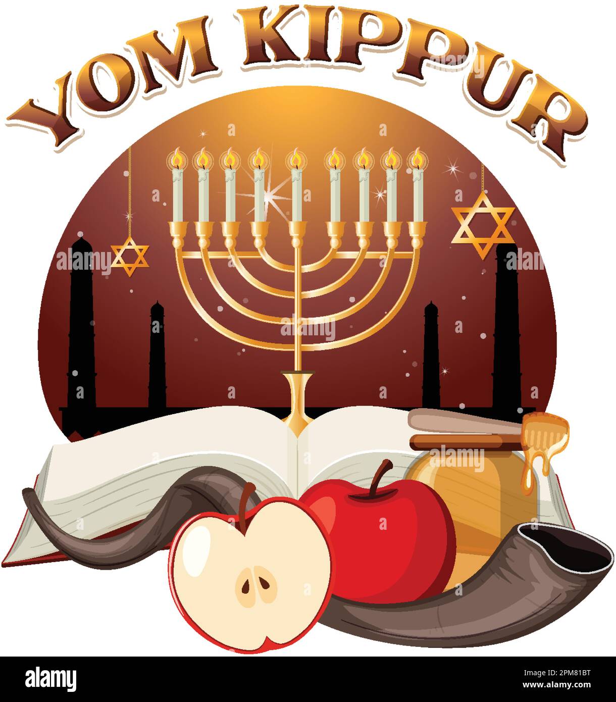 Jom Kippur, eine Illustration des jüdischen Tages Stock Vektor