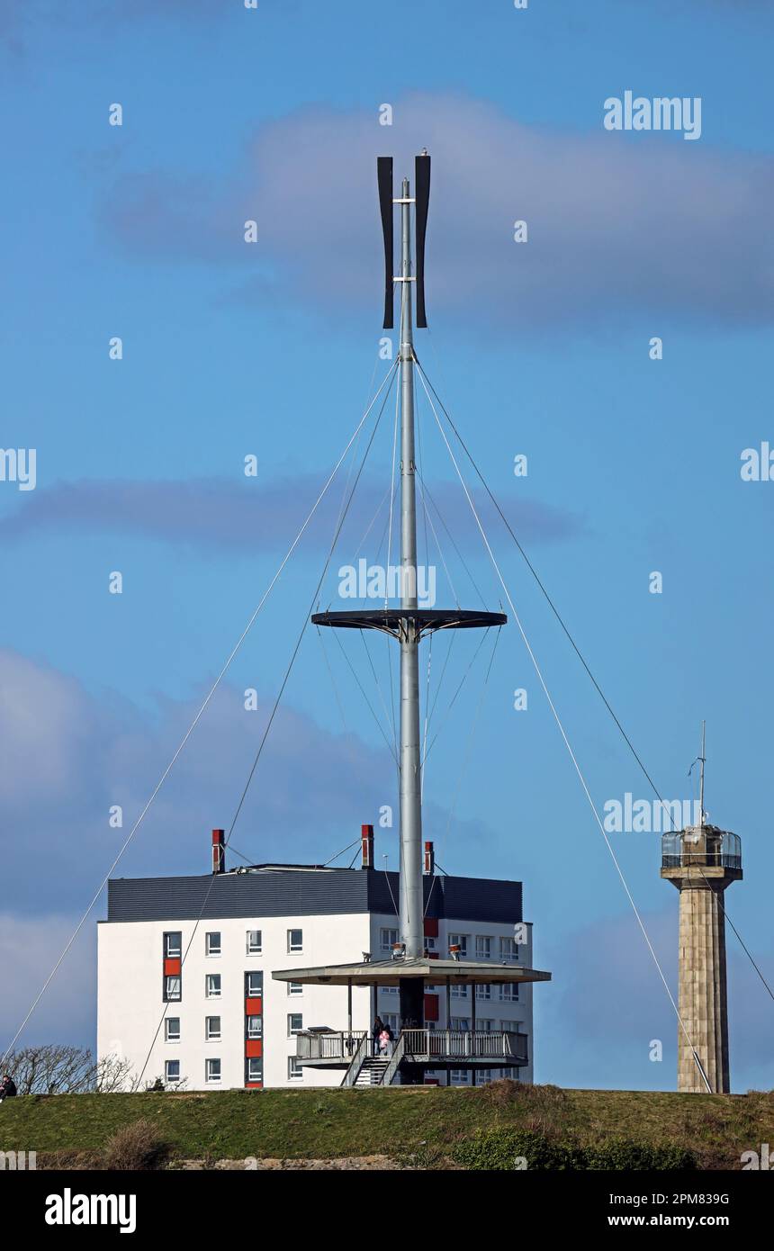 Der Mount Wise Observational Tower im Redoubt, Devonport, Plymouth. Im aufrechten Format betrachtet. Stockfoto