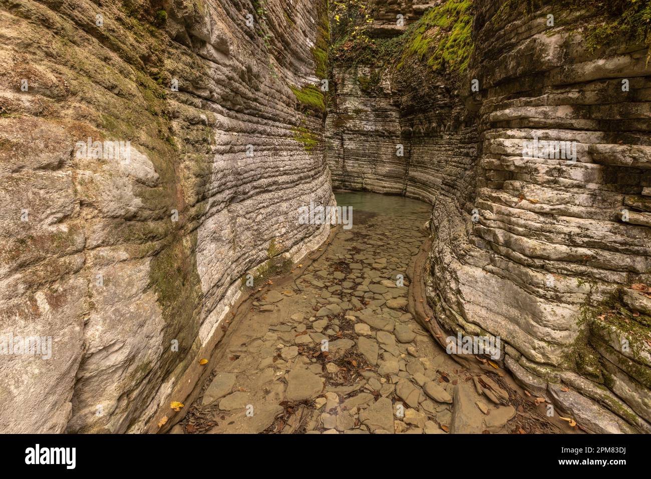 Grèce, Region de l'Epire, Monts Zagorohoria, Parc national des Gorges de Vikos-Aoos (Les Gorges les plus profondes du monde), les piscines naturelles de Papingo, appelée 'Kolymbithres' ou 'Ovidres' par les habitants /: Griechenland, Region Epirus, Zagorohoria-Gebirge, Vikos-Aoos-Schlucht-Nationalpark (die tiefsten Schluchten der Welt), die natürlichen Pools von Papingo, die von den Einheimischen als „Kolymbithres“ oder „Ovidres“ bezeichnet werden Stockfoto