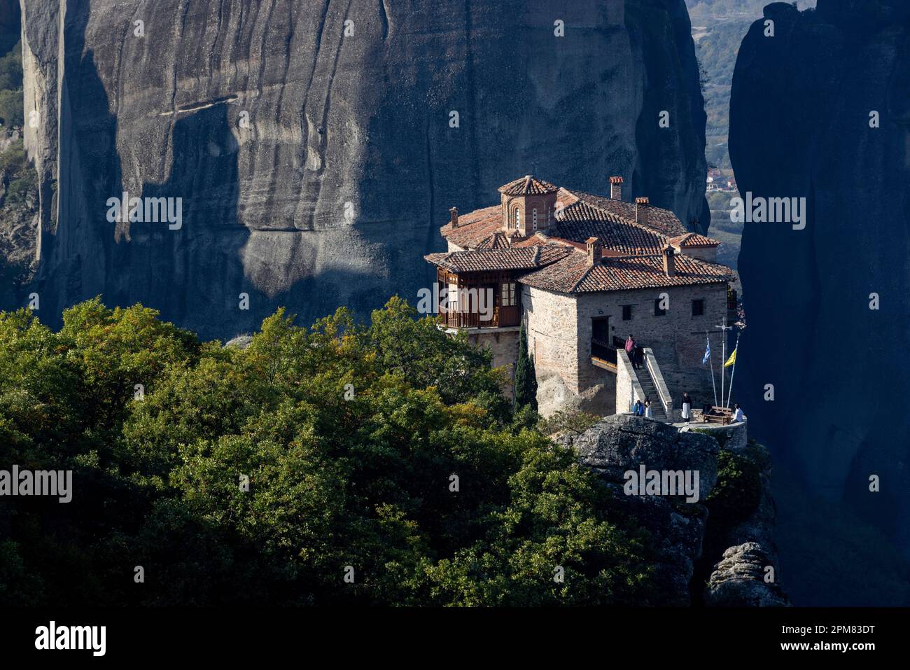 Griechenland, Thessalien, Meteora, UNESCO-Weltkulturerbe, Kloster Roussanou Stockfoto