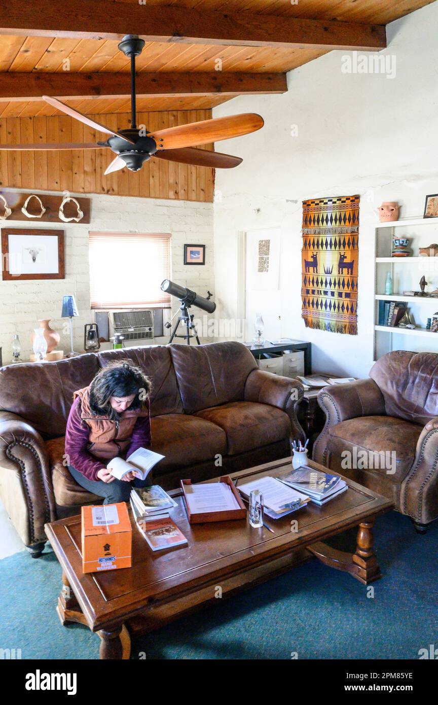 USA, Kalifornien, Region Greater Palm Springss, Borrego Springs, auf der John House of Badland Tour vor einem Ausflug in die Wüste Anza Borrego Stockfoto