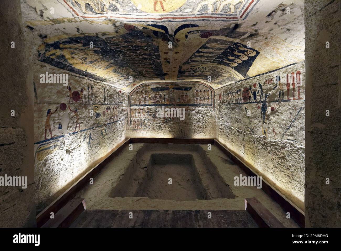 Ägypten, Oberägypten, Niltal, Umgebung von Luxor, Westtheben, Die Nekropole Theben, die von der UNESCO zum Weltkulturerbe erklärt wurde, westliche Gegend, Tal der Könige, im Grab von König Ramses IX, KV6, der Grabkammer Stockfoto